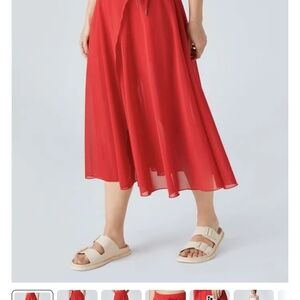 HALARA Vibrant Red Midi Skirt